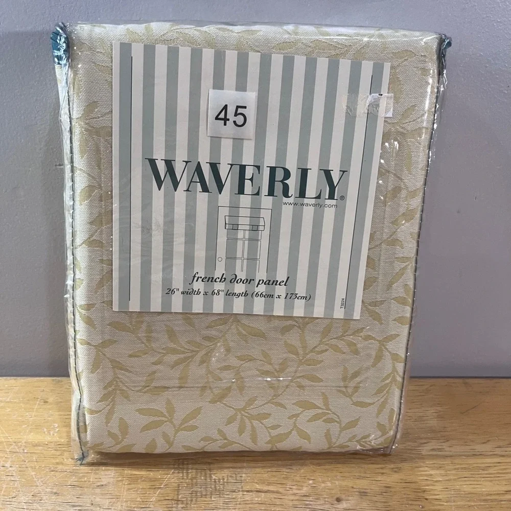 Waverly Richmond Buttercream French Door Panel 26x68 Vtg Style Damask Leaf Cream
